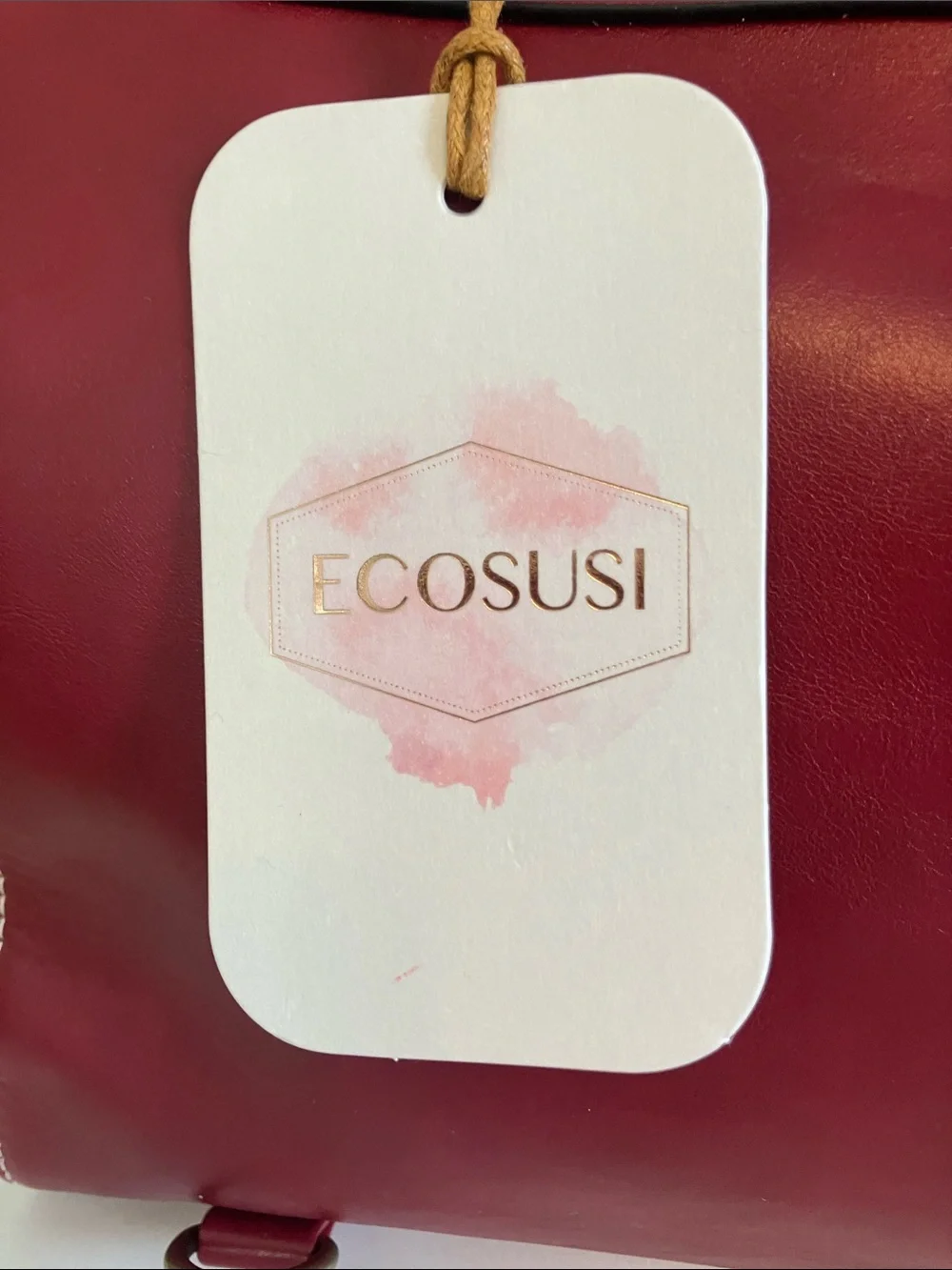 Ecosusi small women’s backpack in red with gold trim